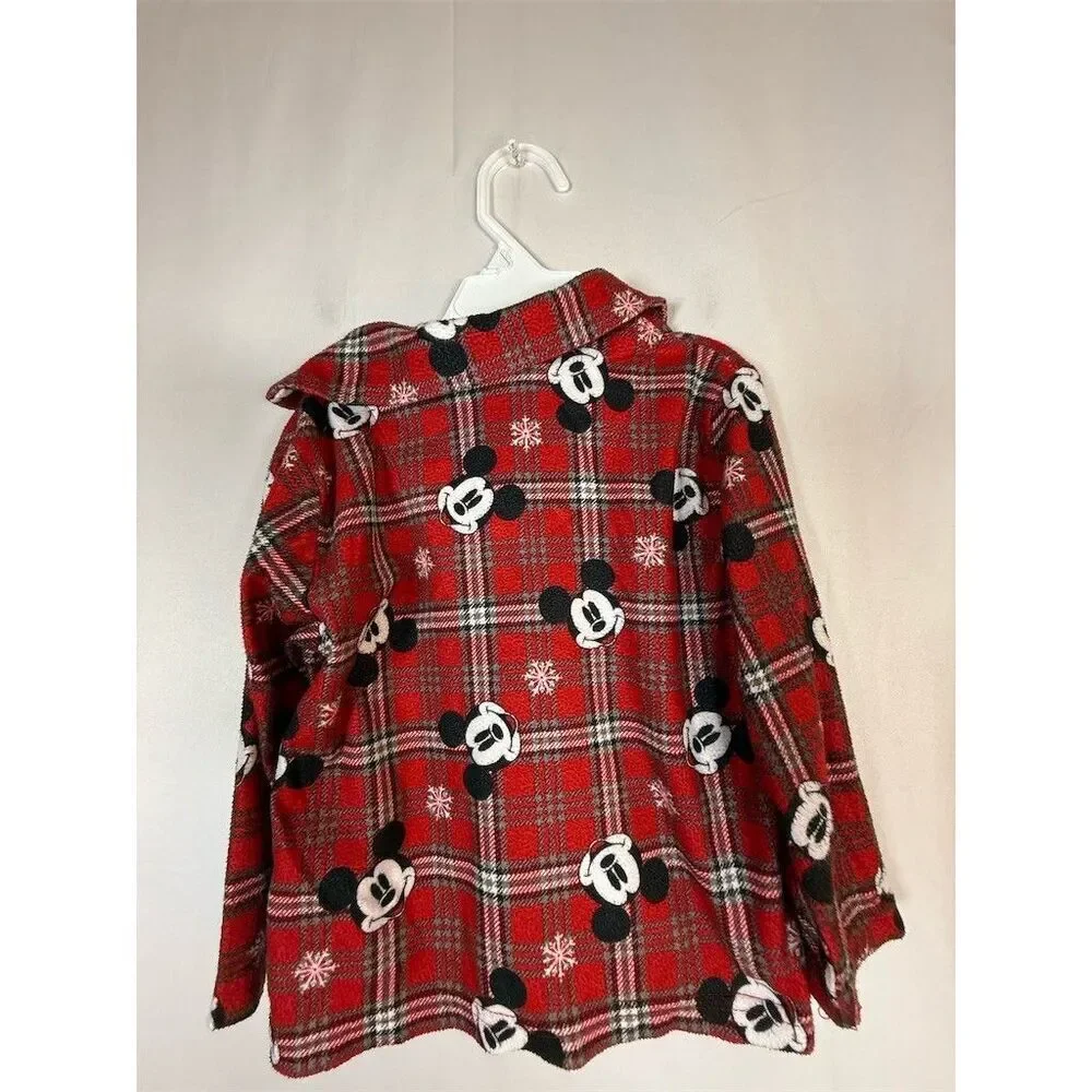 Disney Mickey Mouse Pajama Set Toddler 3T Red Plaid Holiday Christmas 2pc
